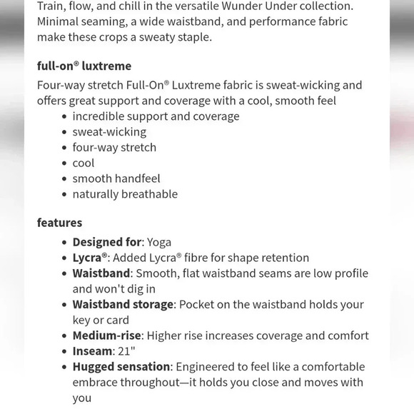 Lululemon Wunder Under Crop *Mid-Rise Full-On Luxtreme 21"Black - Picture 13 of 13